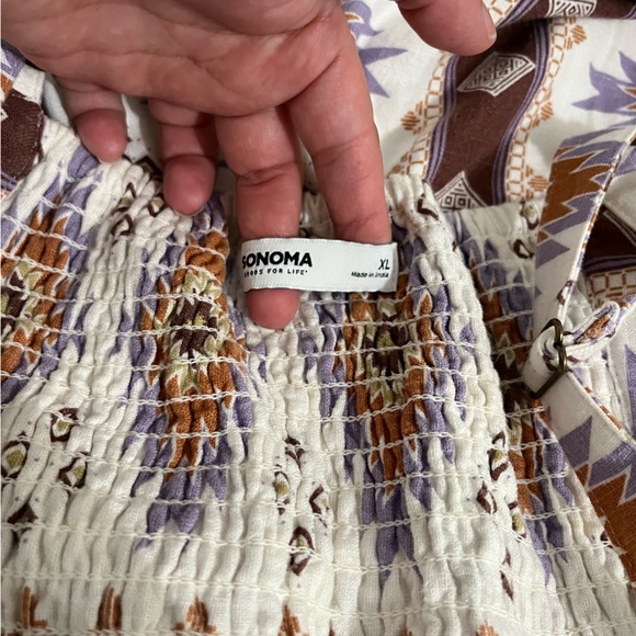 SONOMA Aztec Cami Midi Dress Size XL Linen Blend Adjustable Straps With Pockets - Picture 15 of 16